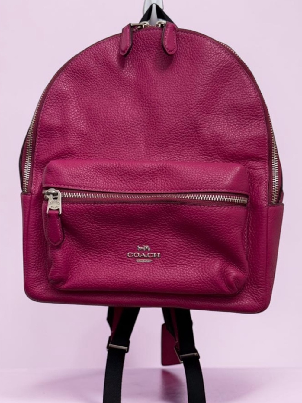 Coach Medium Charlie Backpack Fuchsia Pebbled Leather F30550